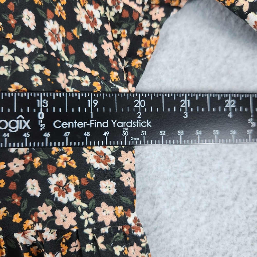 Wild Fable Babydoll Dress Womens Large Black Floral Tiered Tie Sleeve Cuff Boho - Picture 4 of 8